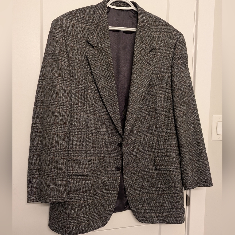 Vintage Moores Made In Canada pure virgin wool Dark Olive Green Men's blazer 44L